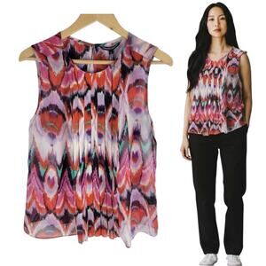 NEW W118 By Walter Baker Sleeveless Blouse Multi Color Size S